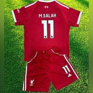 Youth Mohamed Salah Adidas Soccer Jersey Kids Kit Jersey + Shorts (Large) (28)